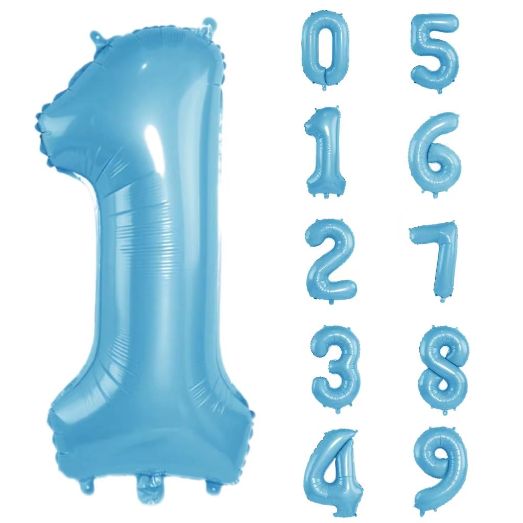 40 inch giant blue number 1 balloon, helium polyester film digital balloon for birthday parties, children's birthday decoration, anniversary party decoration items (blue number 1)