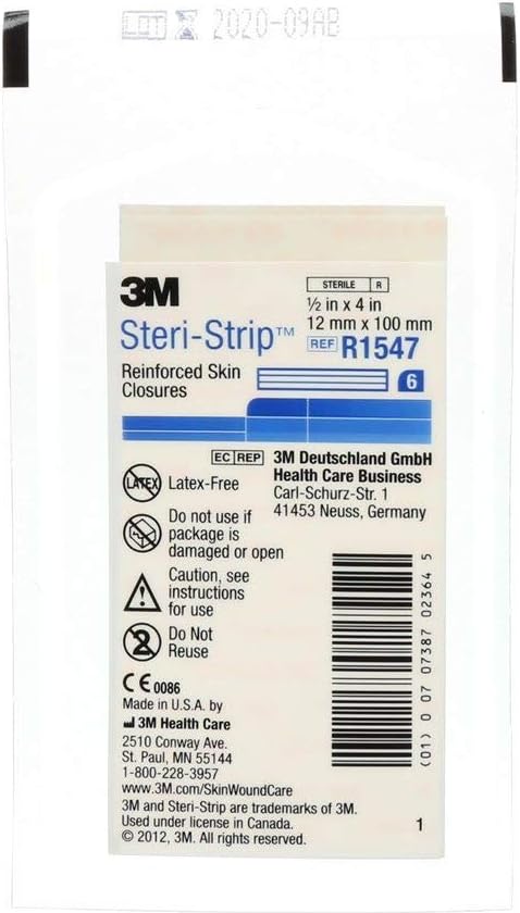 39718 Steri-Strips Skin Closures, 1/2" x 4" Size, Pack of 300