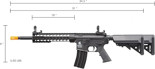 Miniatura 6 de Lancer Tactical Carabina Airsoft M4 Gen 2 de 10 pulgadas AEG Rifle-1000 Rondas 0.01 oz BBS, batería Nimh de 9.6 V y cargador incluidos