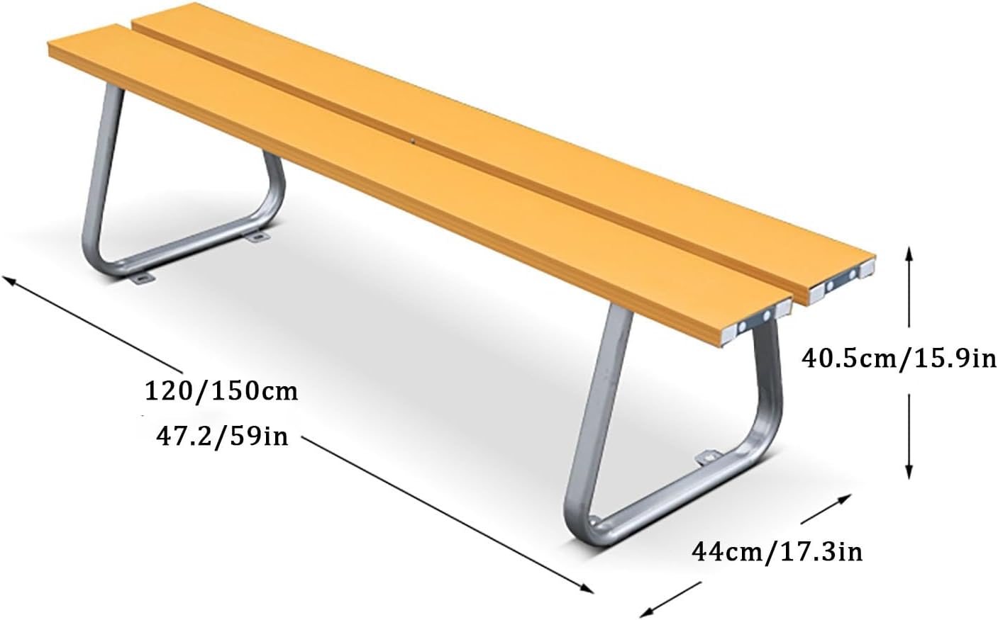 Backless Garden Bench, Outdoor Park Metal Bench, 2-Seater Patio Bench, Galvanized Pipe Frame, Outside Decor Furniture, Backyard Seating Chair, Weatherproof, for Yard, Porch, Lawn (Size : L
