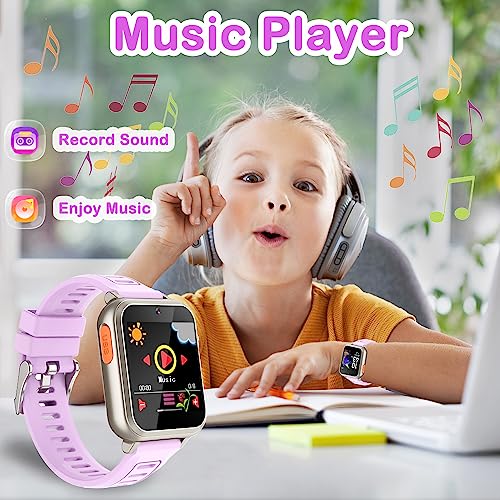 Kids Smart Watches Girls Gift for Girls Age 6-12, 24 Puzzle Games HD Touch Screen Kids Watch with Video Camera Music Player Pedometer Flashlight 12/24 hr Toys for 7 8 9 10 11 12 Year Old Girls Boys