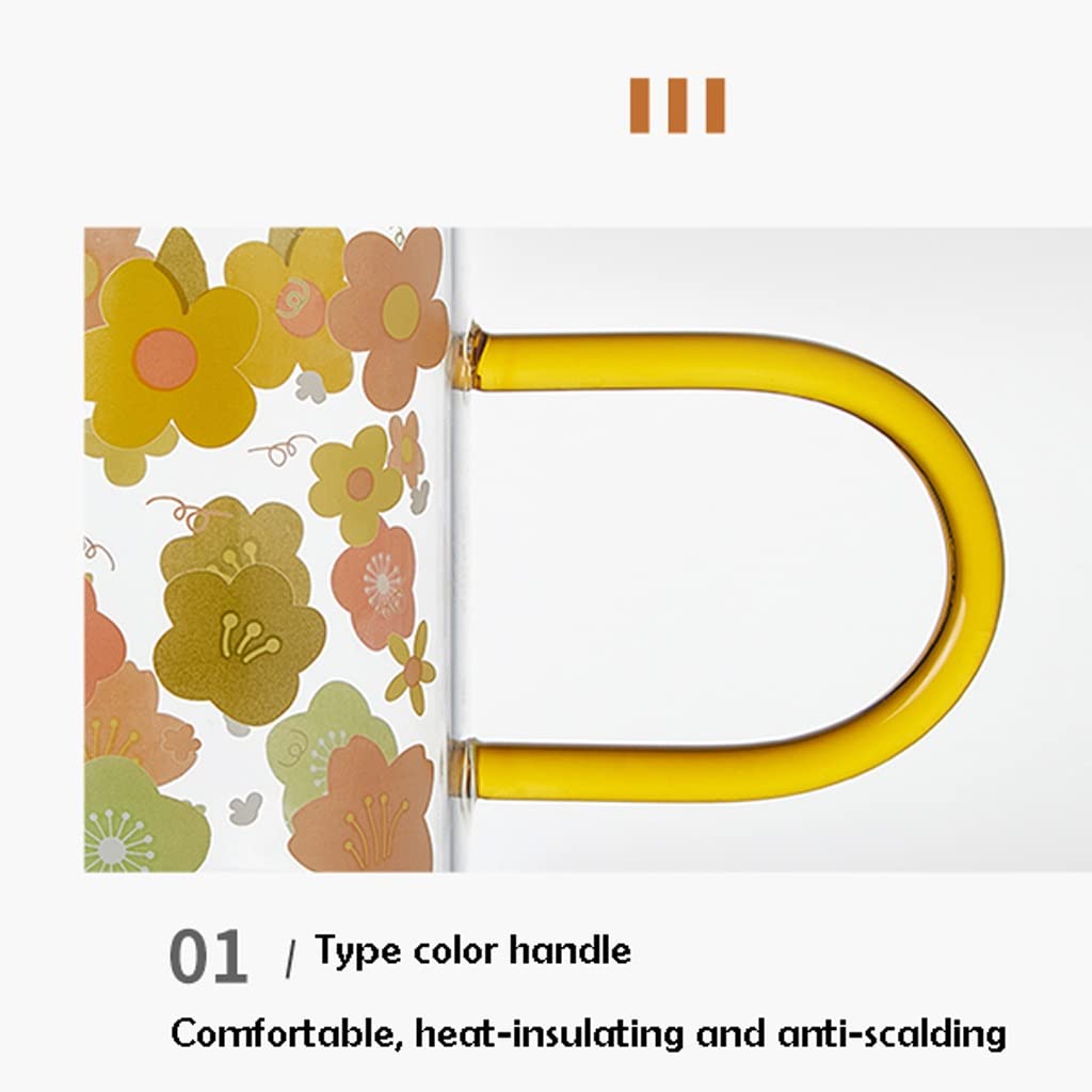 Tazza da caffè in Ceramica Bicchiere da Acqua Bicchiere da Ragazza Tazza da Design con Manico Stampa Tazza da Colazione di Grande capacità Tazza da tè per l'home Office(B)