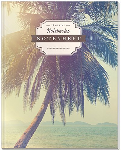 DÉKOKIND Notenheft | DIN A4, 64 Seiten, 12 Notensysteme pro Seite, Inhaltsverzeichnis, Vintage Softcover | Dickes Notenbuch | Motiv: Holiday Dreams