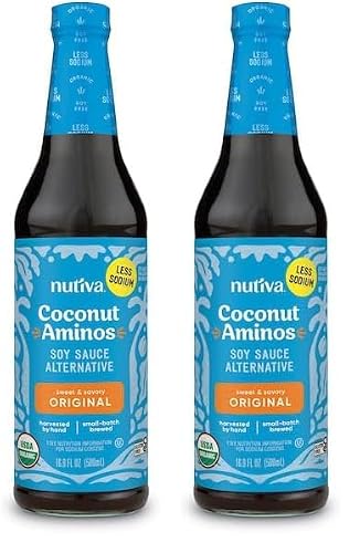 Coconut Secret Coconut Aminos - 16.9 fl oz - Low Sodium Soy Sauce Alternative, Low-Glycemic - Organic, Vegan, Non-GMO, Gluten-Free, Kosher - Keto, Paleo - 101 Total Servings (Pack of 2)