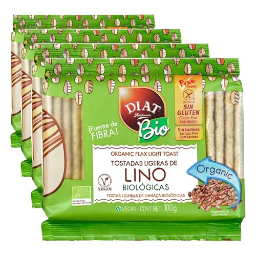 DIAT Radisson Tostadas de Lino BIO Sin Gluten | Tostadas Ligeras de Arroz, Maíz y Lino | Tostadas Ecológicas | Apto para Veganos | Producto Gluten Free | Producto Bio | Sin azúcar añadido
