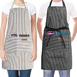 Yiclick [2 Pack] Chef Cooking Kitchen Apron with Pockets for Women Men, Waterproof Adjustable Cotton