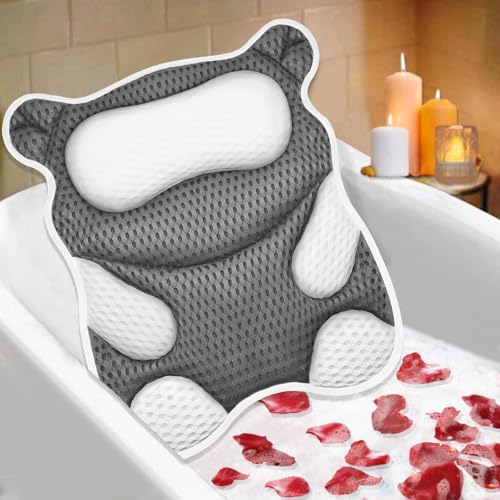 ZYIDBNG Ergonomic Bath Pillow for Tub, Bear Shape Head and Neck Support