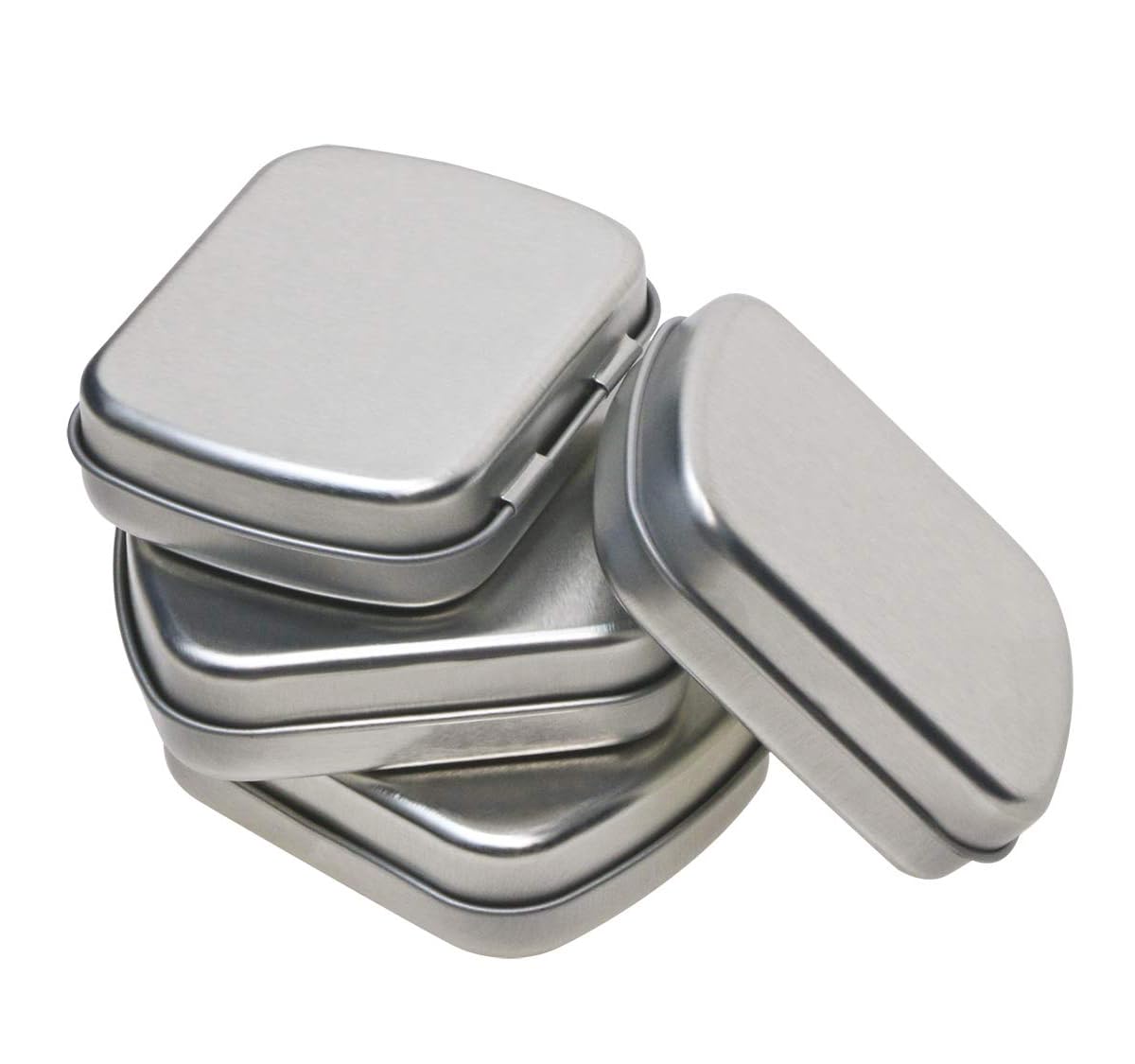 Store2508 Pack of 4 Mini Hinged Metal Tin Box Portable Small Container Storage Case with Solid Hinged Top for Drawing Pin Nail Art Bead Earring and Jewellery Craft Organizing-image-42