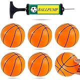 Shindel 6PCS Mini Basketballs with Pump, Inflatable Toy Basketball Mini Rubber Ball for Over Door Mini Hoop Kids Teenagers Indoor Outdoor Play