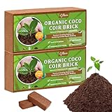 Riare 2pcs Organic Coco Coir Bricks Soil Blocks- 100% Natural Compressed Coco Peat Brick Coconut Fiber Substrate with Low EC& pH Balance, High Expansion Coco Coir Pith Coconut Husk for Garden