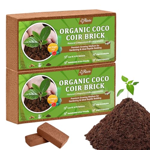 Riare 2pcs Organic Coco Coir Bricks Soil Blocks- 100% Natural