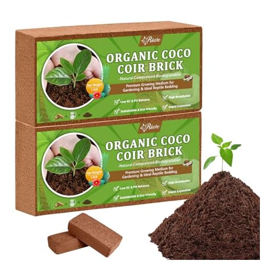 Riare 2pcs Organic Coco Coir Bricks Soil Blocks- 100% Natural Compressed Coco Peat Brick Coconut Fiber Substrate with Low EC& pH Balance, High Expansion Coco Coir Pith Coconut Husk for Garden