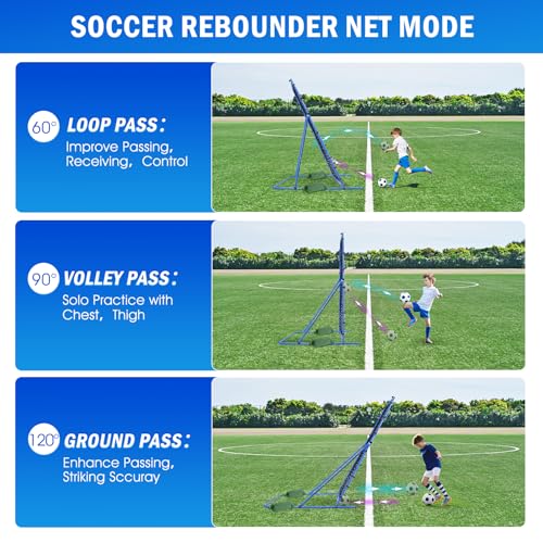 Image of Soccer Baseball Rebounder Soccer Goal Net, Volleyball Rebound Pitchback Net | Quick Switch Angle Soccer Softball Training for Ball Control, Passing, Bounce Back Practice, Easy Setup Lacrosse Soccer Gifts