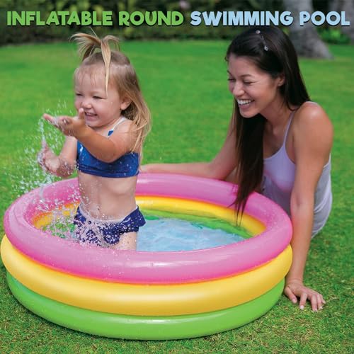 Image of Pivalo Round Inflatable Swimming Pool Bathtub Soft Material Spa Bath Tubs for Kids & Toddlers (Multicolor, 2 Feet, 3-4 Years, Pump Not Included)