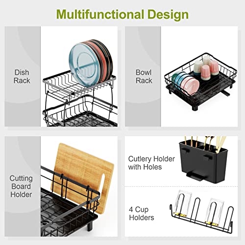 Gslife Over The Sink Dish Rack And Dish Drying Rack, Length Adjustable (33.66~39.57") Dish Rack Over Sink And Dish Drying Rack With Drainboard, Bundle Sales, 2 Packs #TOP7
