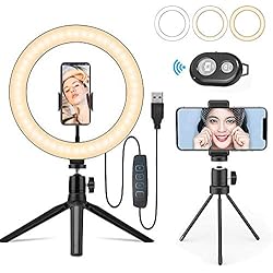 LEDリングライト Yibaision 撮影照明用 ライト 10インチ 3色モード 10段階調光 USBライト 卓上スタンド スマホ ホルダー付き 自宅撮影/Youtubeビデオ/tiktok/自撮り写真/美容化粧/カメラ 照明キット
