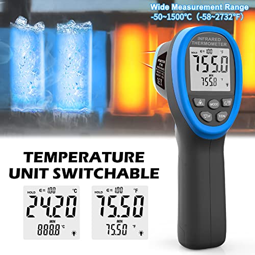 Image of BTMETER BT-1500 High Temp Infrared Thermometer Gun, -58F to 2732F Range
