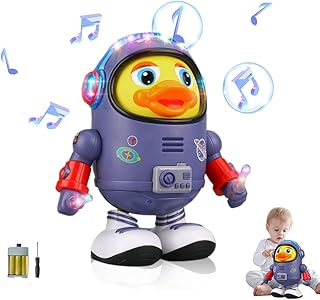 Drkicsy Dancing Space Duck Toy, Space Duck Dancing Musical Interactive Toy, Electric Dancing Duck Toy Baby Musical Toys, Cute Singing Walking Duck Toys with Music LED Lights for Kids Birthday Gifts