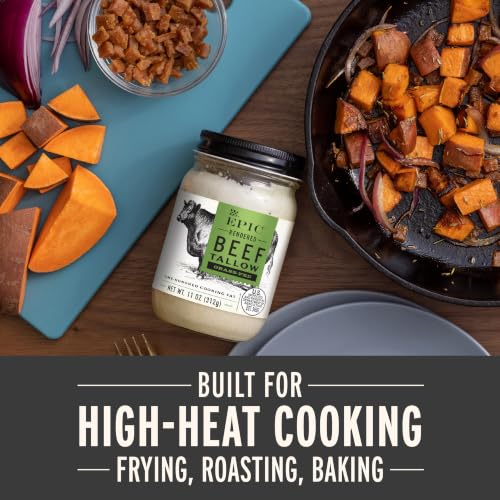 Image of EPIC Beef Tallow, Grass-Fed, Keto Friendly, Whole30, 11oz Jar | Rendered Grass-Fed Beef, High-Heat Stable Cooking Fat, Gluten-Free & Paleo Friendly, Whole30 Approved