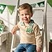Toddler Boys St Patricks Day Clothes Long Sleeve Tractor Clover Embroidery Sweatshirt Plaid Collared Zipper Shirt (Ivory, 12-18 Months)