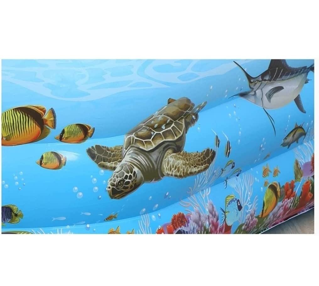 Planschbecken Aufblasbare Pool Schwimmbecken Sommer Wasser Spaß Badewanne 4 Ring Blau Rechteckig Aufblasbares Planschbecken Garten(120x91x75cm)