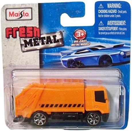 Maisto Fresh Metal Die-Cast Vehicles ~ Garbage Truck (Neon Orange with Black Markings)