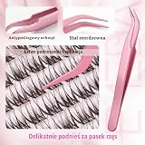 EMEDA Brązowy Zestaw Klasterów do Rzęs z Klejem, Utrwalaczem i Pęsetą 8-14mm, Naturalne Przedłużanie Rzęs DIY, Miękka Przezroczysta Taśma, Wodoodporny