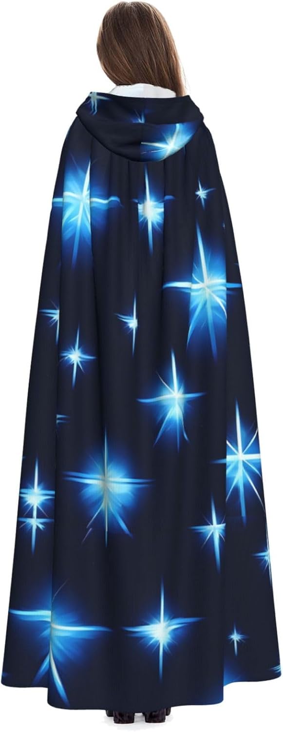 Cartoon Blue Star Men Women Halloween Role Play Party Decoration Hooded Poncho