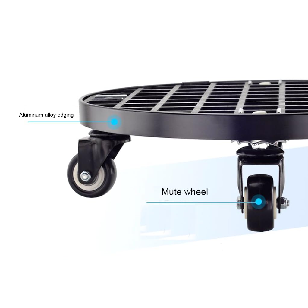 Chariot à plantes robuste avec roues, capacité de 200 kg, grand chariot rond à roulettes en polyuréthane de qualité industrielle, bord en aluminium, pour déplacer le plan en pot, blanc, 36 cm
