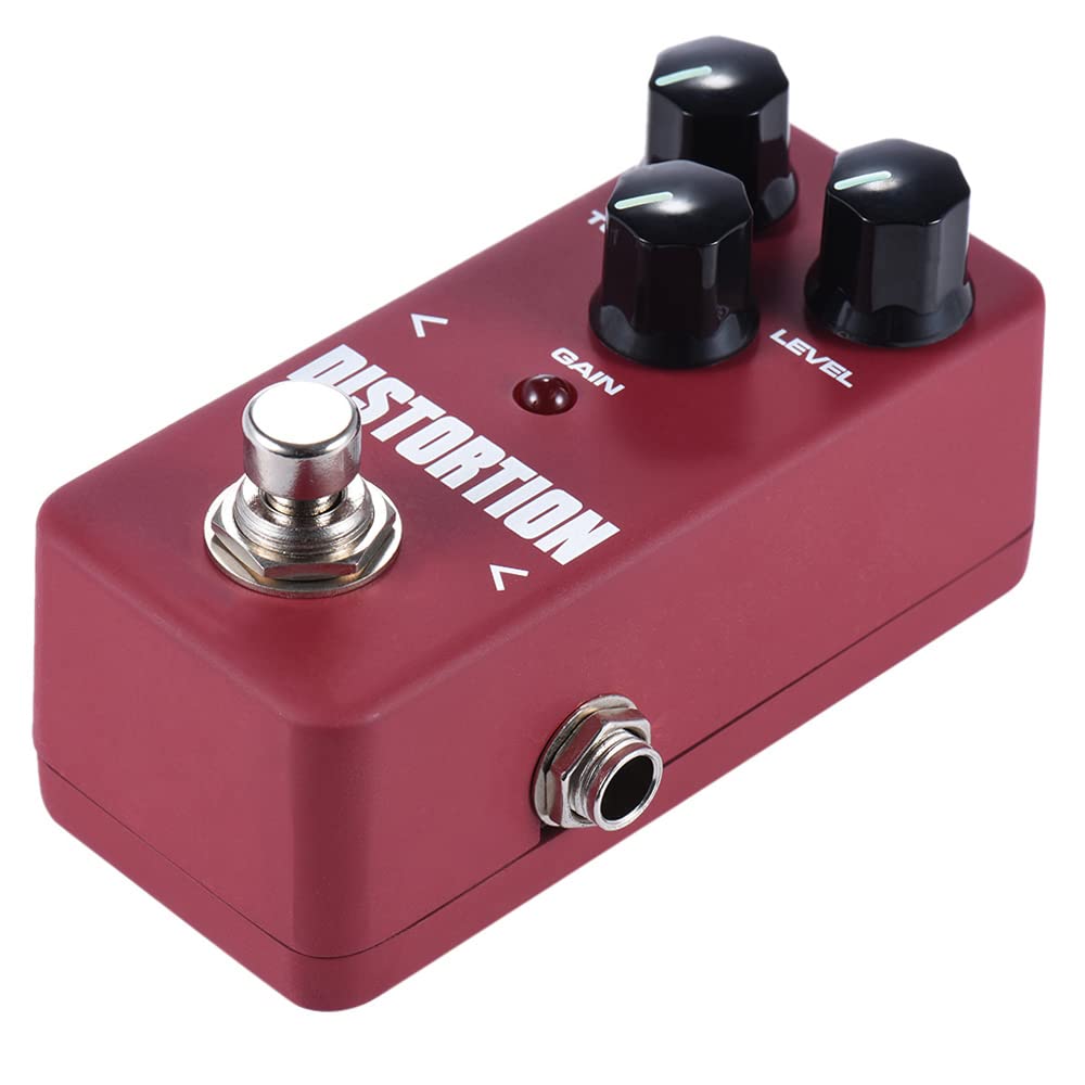 Tono di Distorsione Classica, Pedale di Design a 2 Stadi di Distorsione Vera Bypass Ac, Mini Pedale in Lega di Alluminio Portatile, Cuscinetti in Gomma Anti -skid, Indicatore a