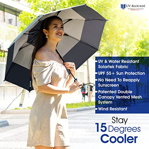 Uv-Blocker Compact Sun Protection Uv Umbrella Auto Open Auto Close Double Vented Canopy Windproof Sun Umbrella Uv Protection 55+ Upf #TOP4