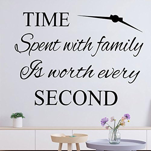 VANGOLDWall Decor Sticker DIY Art Character Wall Decal Sticker Clock for Living Room House Bedroom Kichen TIME Spent with Family is Worth Every Second