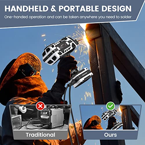Portable Welding Machine,Faiuot 110V Handheld Welder with IGBT Inverter 6 Variable Current Adjustment, Portable ARC Welder Gun Fits for 3/32\"-1/8\" Wire rods Electric Stick Welder Machine Kit (Grey)