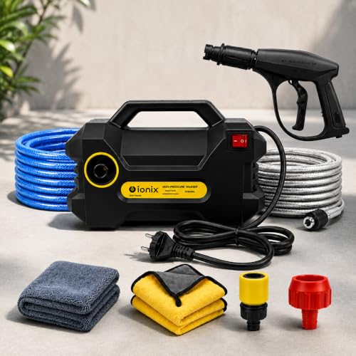Image of IONIX High Pressure Cleaning Machine 2000W | 70-80 Bar Working Pressure | 7 L /Min Water Flow | 220V Compact Electric Washer for Car, Bike, Home & Outdoor Cleaning