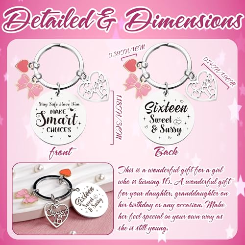 Sweet Sixteen New Driver Keychain - 16 Years Old Girl Gifts Sweet and Sassy Keyring for Teen Friends Birthday Christmas2