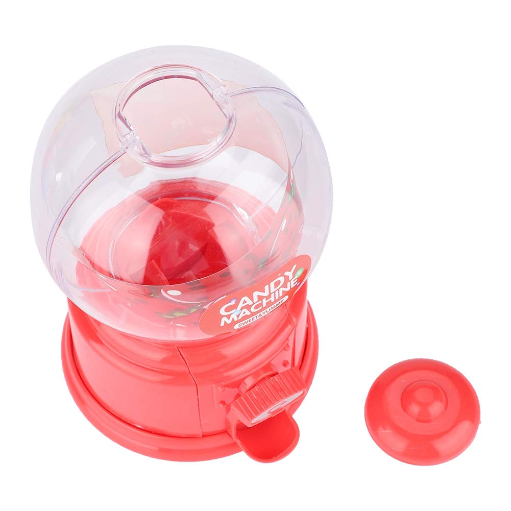 Candy Machine, Portable Children Candy Machine Plastic Mini Gumballs Dispenser Kids Kindergarten Gift (Red)