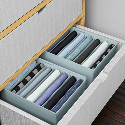 Image of Kuber Industries Non Woven Large Foldable Clothes Organiser with 9 Grid | Dress Storage Box For Jeans & Shirt | Wardrobe Storage Organizer | Bedroom Almirah Organizer Items | Grey