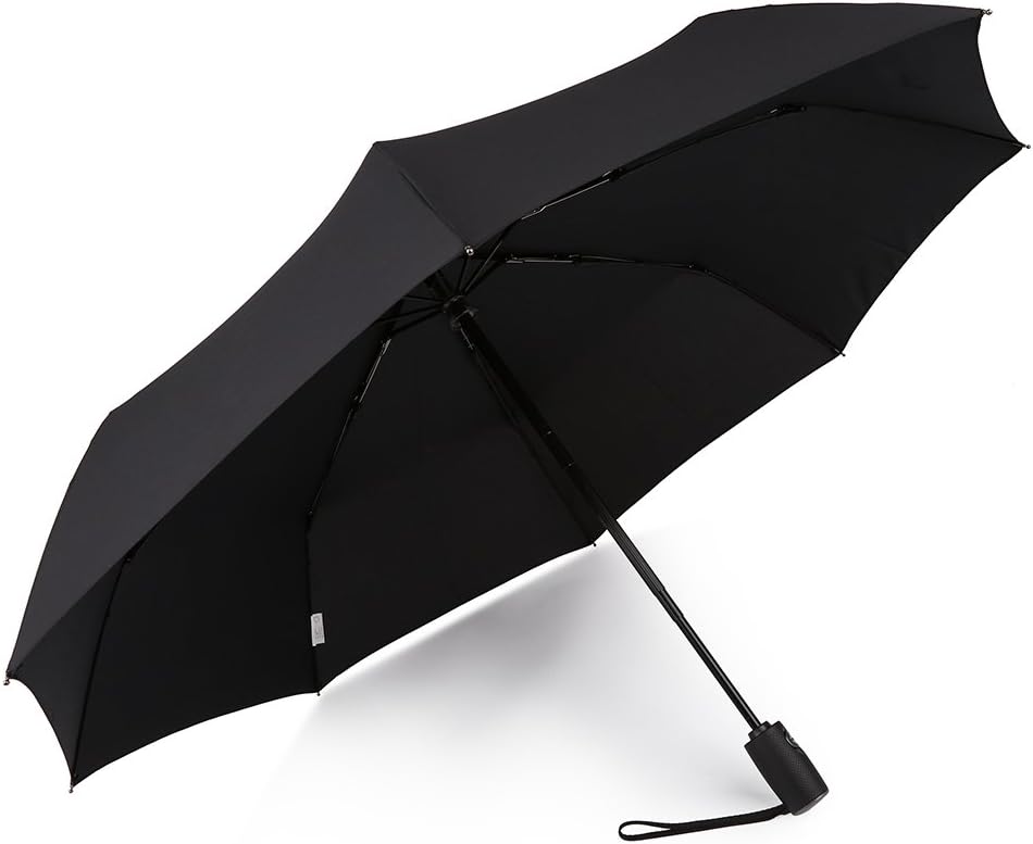 Business Travel Automatic Open Close Lightweight Strong Umbrella Windproof and Teflon Coating (Black)