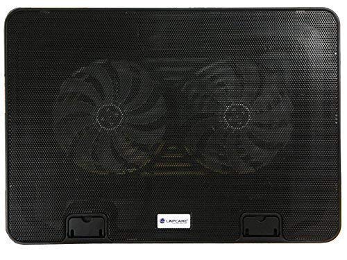 Image of Lapcare Ergonomic Laptop Cooler Cooling Pad and Stand High Power Double Colling Fan, 2 Port USB with Blue LED (Black)