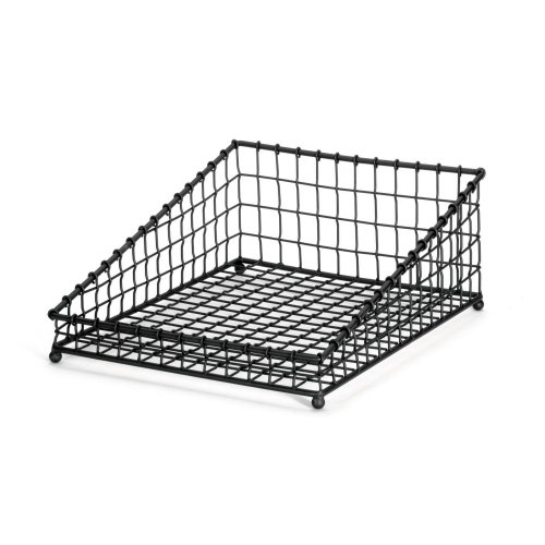 TableCraft Products GM1519 Angled Rectangle Display Basket, 15" x 19.5" x 2.5", Black