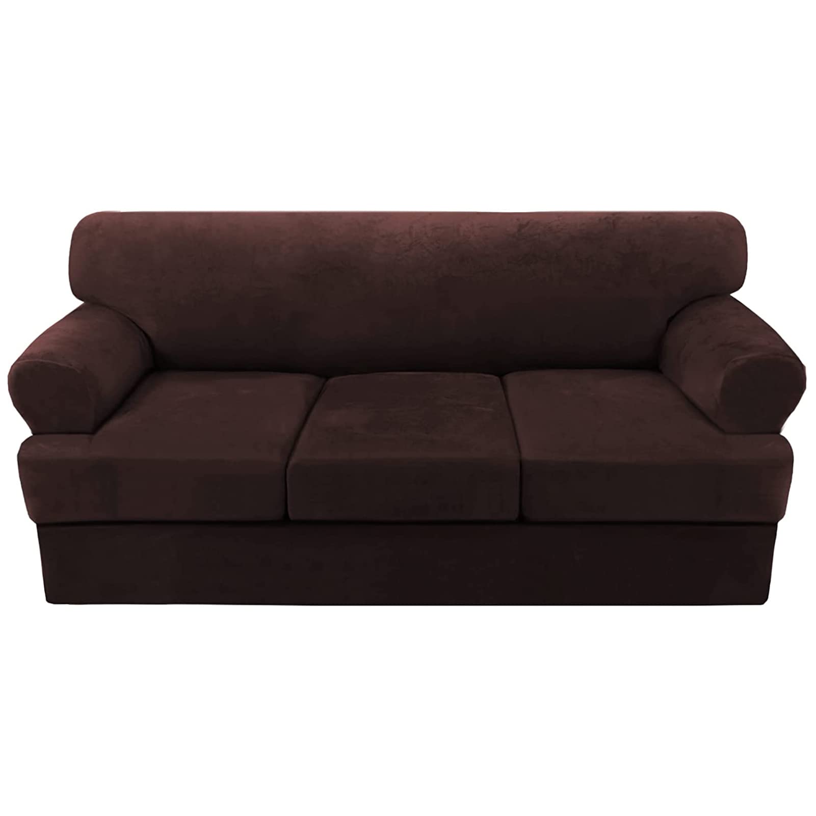 SDYdsgE sofa cover， Velvet Sofa Cover Stretch Furniture Protector for 3 Seater Couch Gray Slipcover with Washable(Brown,3 Seater)