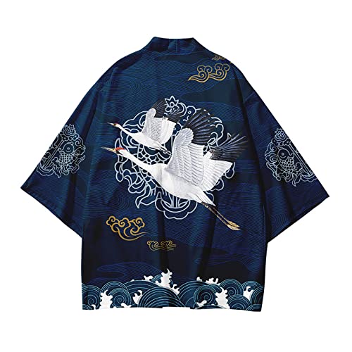 Image of DOVWOER Women's and Men Cardigan Jackets Japanese Kimono Casual Open Front Lightweight Coat