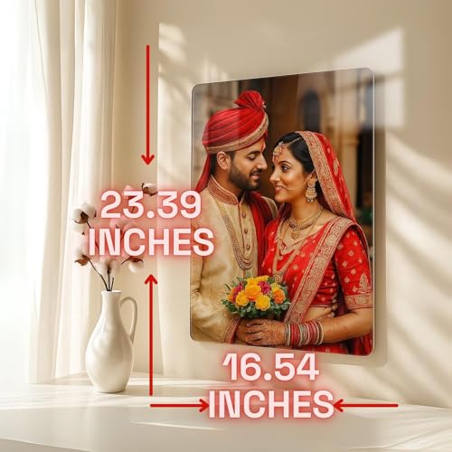 Image of 5 mm Acrylic Customize Photo Frame for Wall | Personalized Photo Frame | Wall Decor | Wall Mount Frameless Picture Photo | Self Adhesive (23.39 x 16.54 inches)