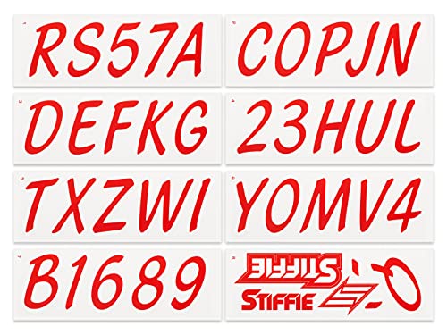 Image of Whipline Solid Red /White 3 inch Alpha-Numeric Registration Identification Numbers Stickers Decals for Boats & Personal Watercraft