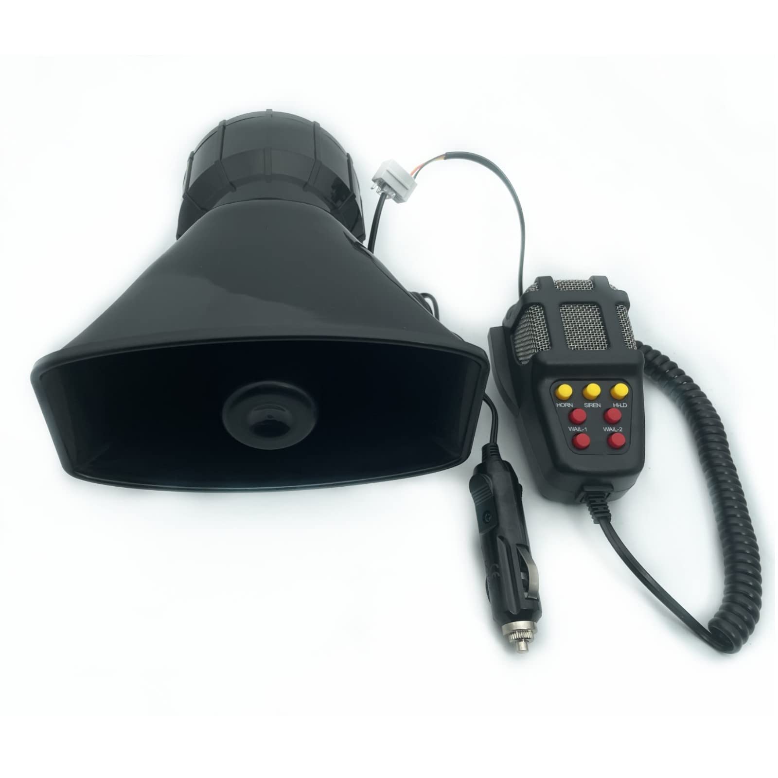 Clacson per Auto Collegare l'Accendisigari 130db Car Horn Amplificatore del Suono di Emergenza Sirena Con Microfono PA 7 Toni per 12V Macchina Barca