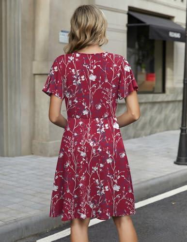 Image of Zeagoo Womens Summer Dresses Wrap V Neck Dress Floral A-Line Ruffle Sleeve Casual Sundress with Pockets 2026