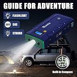 Rumia 2000A Car Jump Starter 20000mAh 12V Auto Battery Booster for Up to 10L Gas or 8L Diesel Engine, High Current Magnification, Instant Start, Design with Patent, with Smart Charging Port, Compass - 5