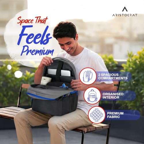 Image of Aristocrat Hype 17 Inch Compatible Laptop Backpack 33L | Premium Durable Fabric | 2 Compartments with Side Bottle Pocket | Padded Backpanel | Office & Travel Backpack for Men & Women