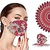 2021 Gezichtsmasker voor volwassenen, 10/20/50 stuks, 4-laagse bescherming, kleurrijk, met spitse print en neusbescherming, behaaglijk stofdicht, mond- en neusbedekking, ademend, mondbescherming voor dames en heren (#09, 10 stuks)