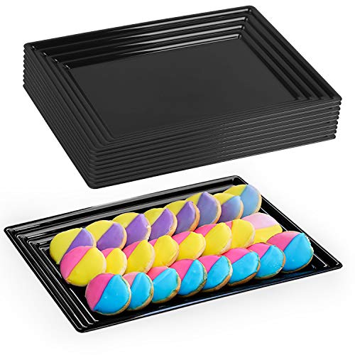 Kaya Collection - Black Plastic Serving Tray Heavyweight Rectangular Platter 9